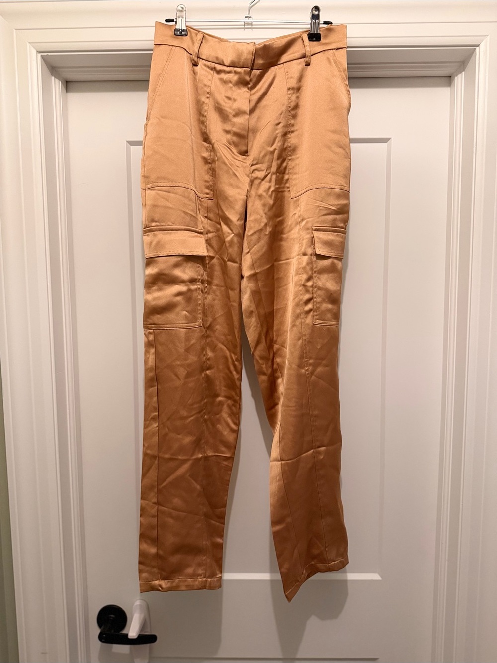 Bailey 44 Satin Cargo Trousers in Tan